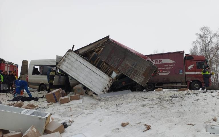 Двое погибли в аварии с микроавтобусом и грузовиком на трассе М-5 Урал в Пензенской области