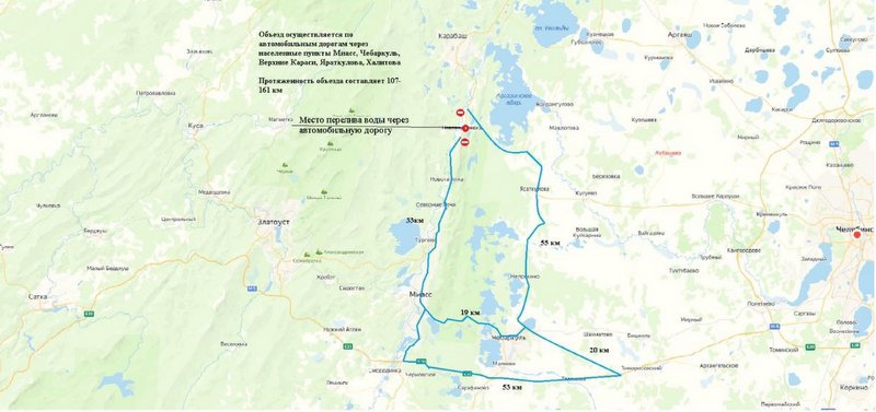 Миндортранс Челябинской области опубликовал схему объезда участка трассы Миасс – Карабаш – Кыштым