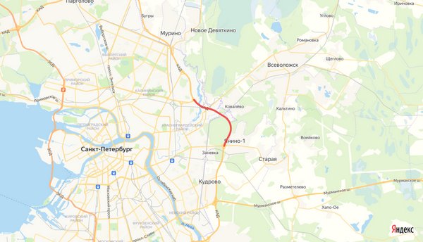 На КАД Петербурга между развязками с Колтушским шоссе и Шафировским проспектом ограничат движение