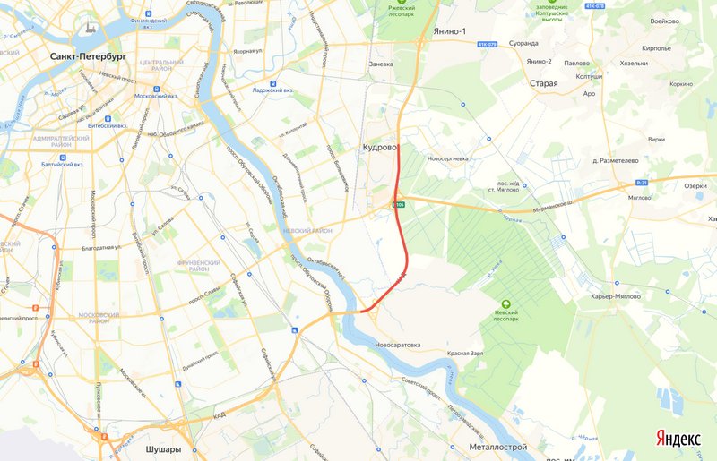 Две полосы перекроют на КАД Петербурга от Кудрово до вантового моста
