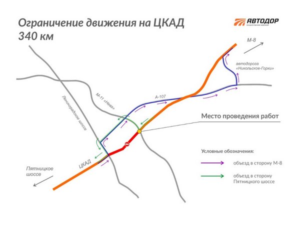 В ночь на 1 ноября в Подмосковье дважды остановят движение на пересечении трассы М-11 Нева и ЦКАД