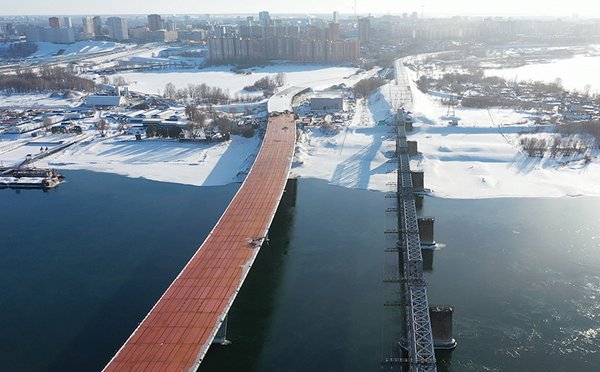 Завершена надвижка пролета четвертого моста через Обь в Новосибирске