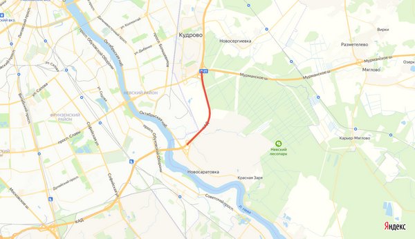 На участке КАД Петербурга между развязками с Мурманским шоссе и Октябрьской набережной ограничат движение