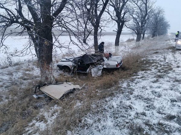 ВАЗ съехал с трассы и врезался в дерево на Ставрополье: погиб водитель