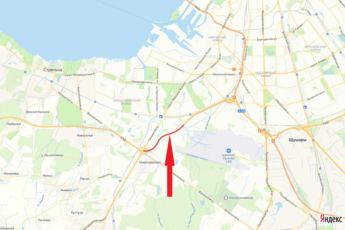 На внутреннем кольце КАД Петербурга на неделю перекроют полосу перед развязкой с Таллинским шоссе