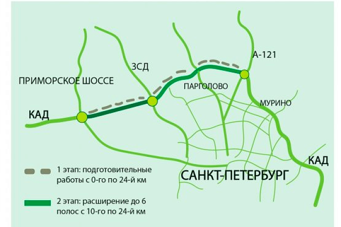 Участки кад. Что реконструируют на КАД СПБ.