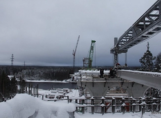 Завершена надвижка главного пролета моста через затон Новинки в Москве